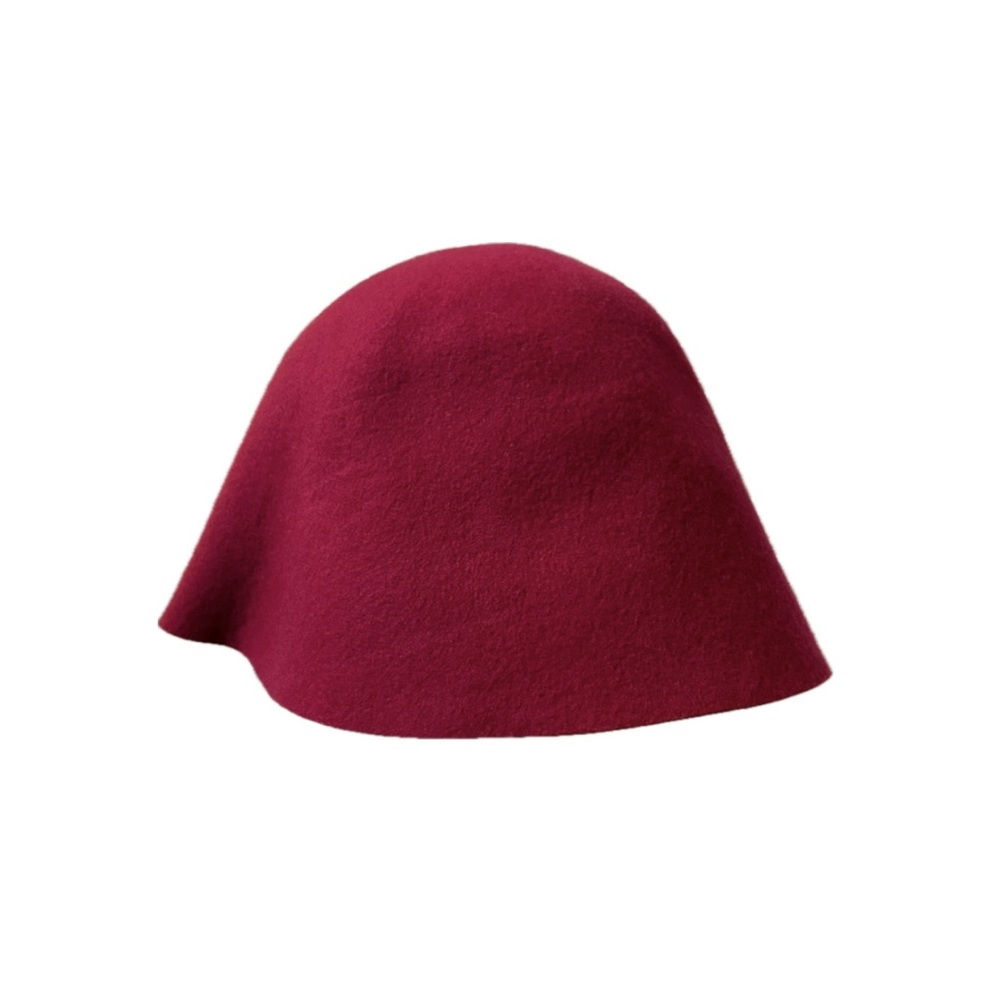 Anthropologie 100% Wool Mod Felt Red Bucket Hat
